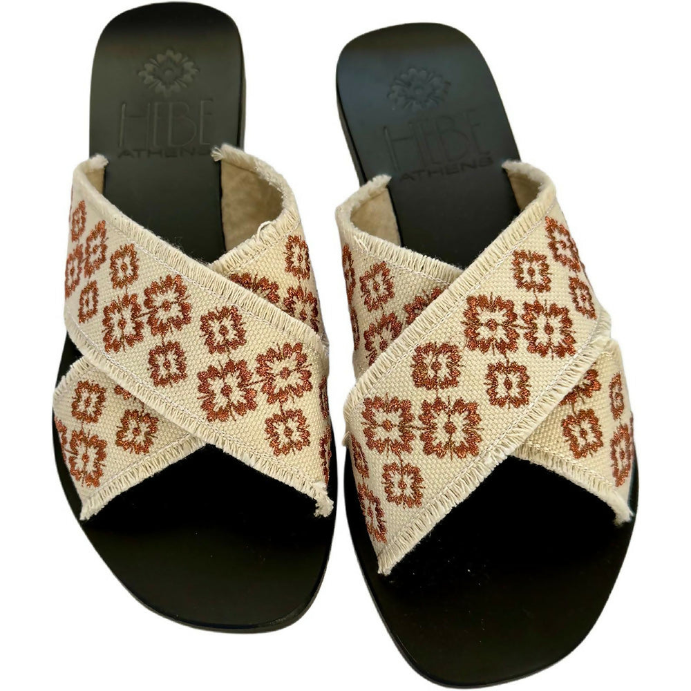 EKATI LOGO LEATHER SANDAL - Metallic Bronze