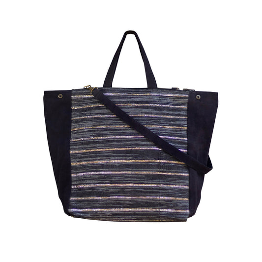 Black Recycled Plastic & Naturally Dyed Cotton Bag