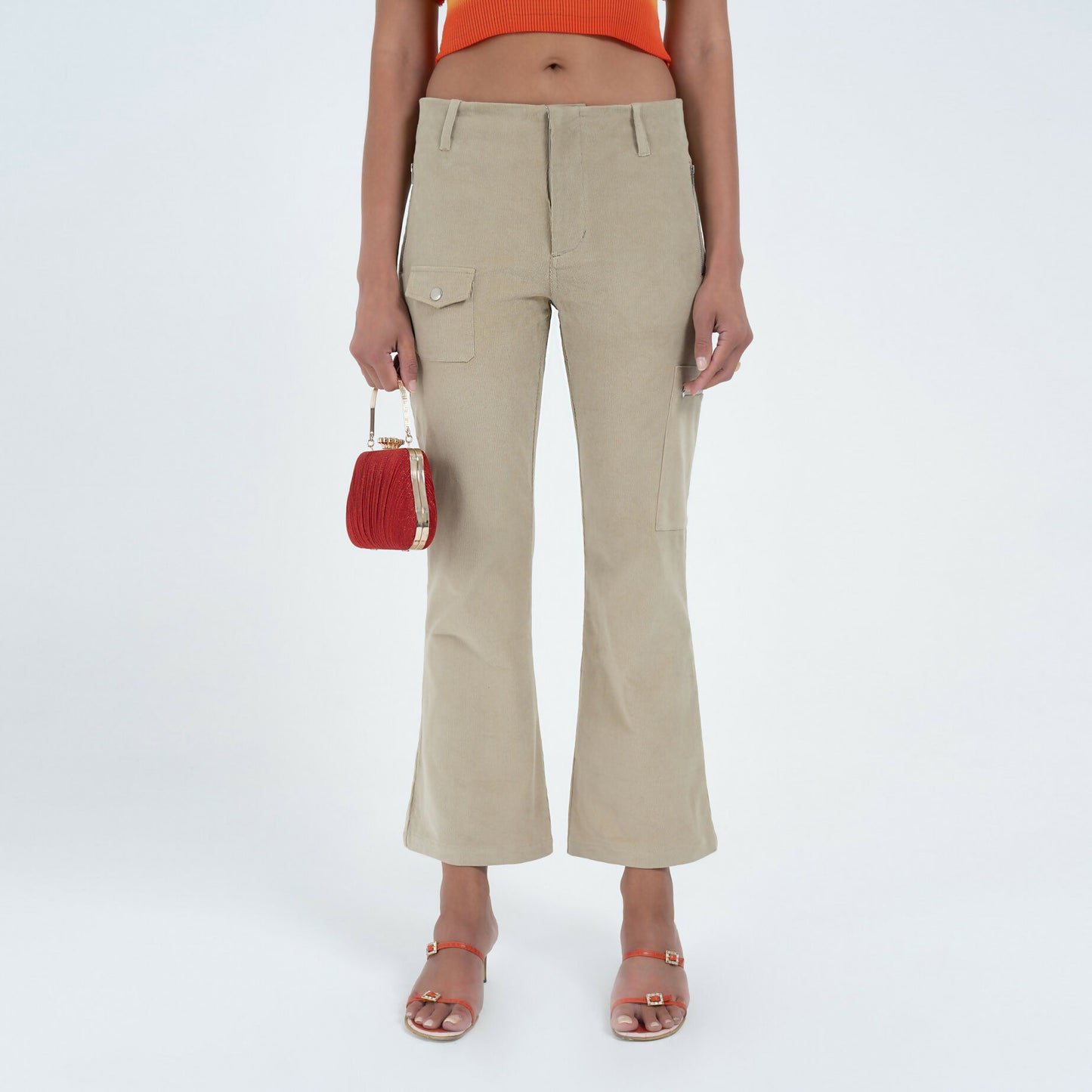Flared Utility Pant in Khaki