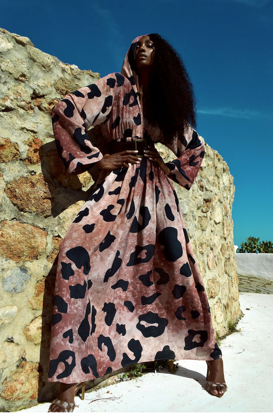 SILK MAXI DRESS WITH HOOD
